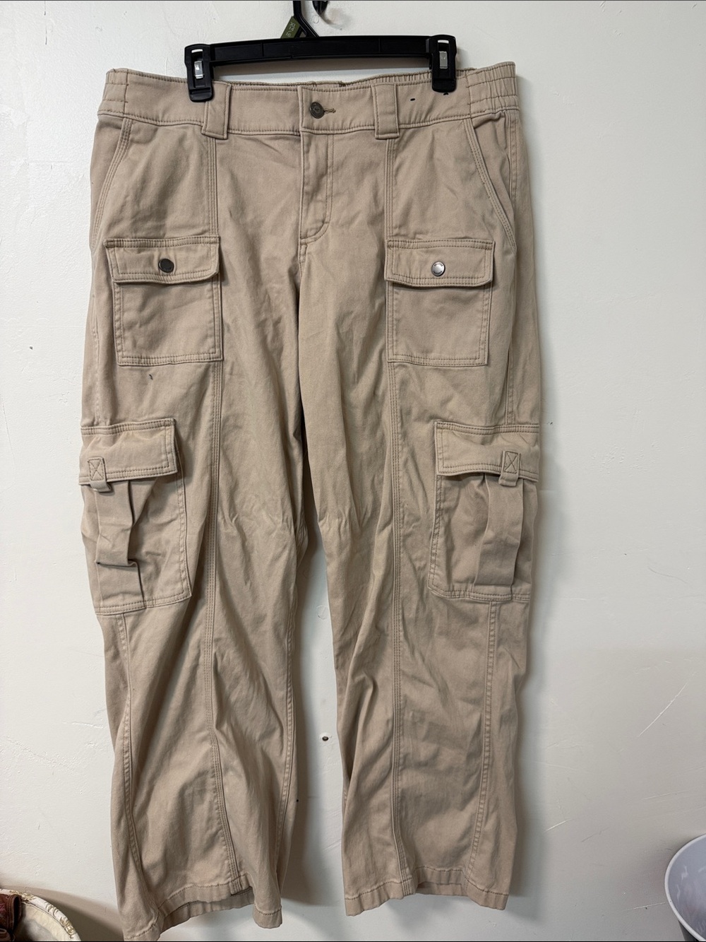 Hollister Khaki Cargo Pants with Multi-Pocket Design